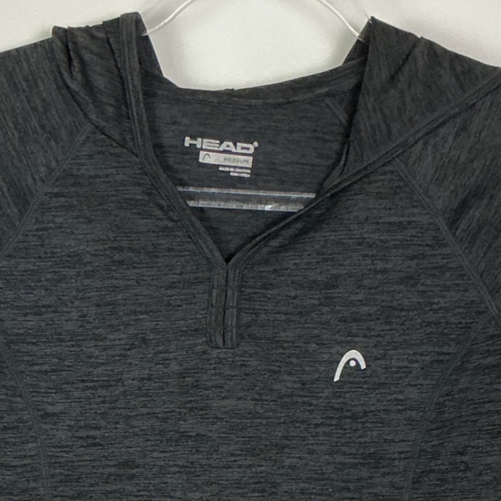 Head Hooded Pullover Women Size Small Gray Space Dye 1/4 Zip Thumbholes
